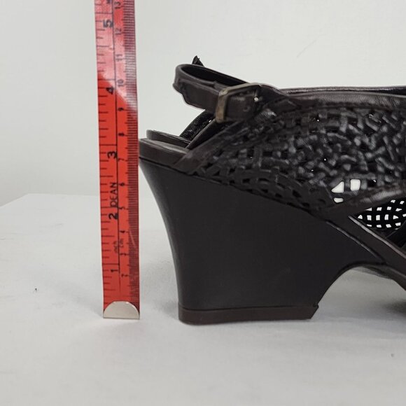 Audley Womens Drk Brown Woven Leather Open-Toe Slingback Wedge Sandals Size 39 - Picture 9 of 9